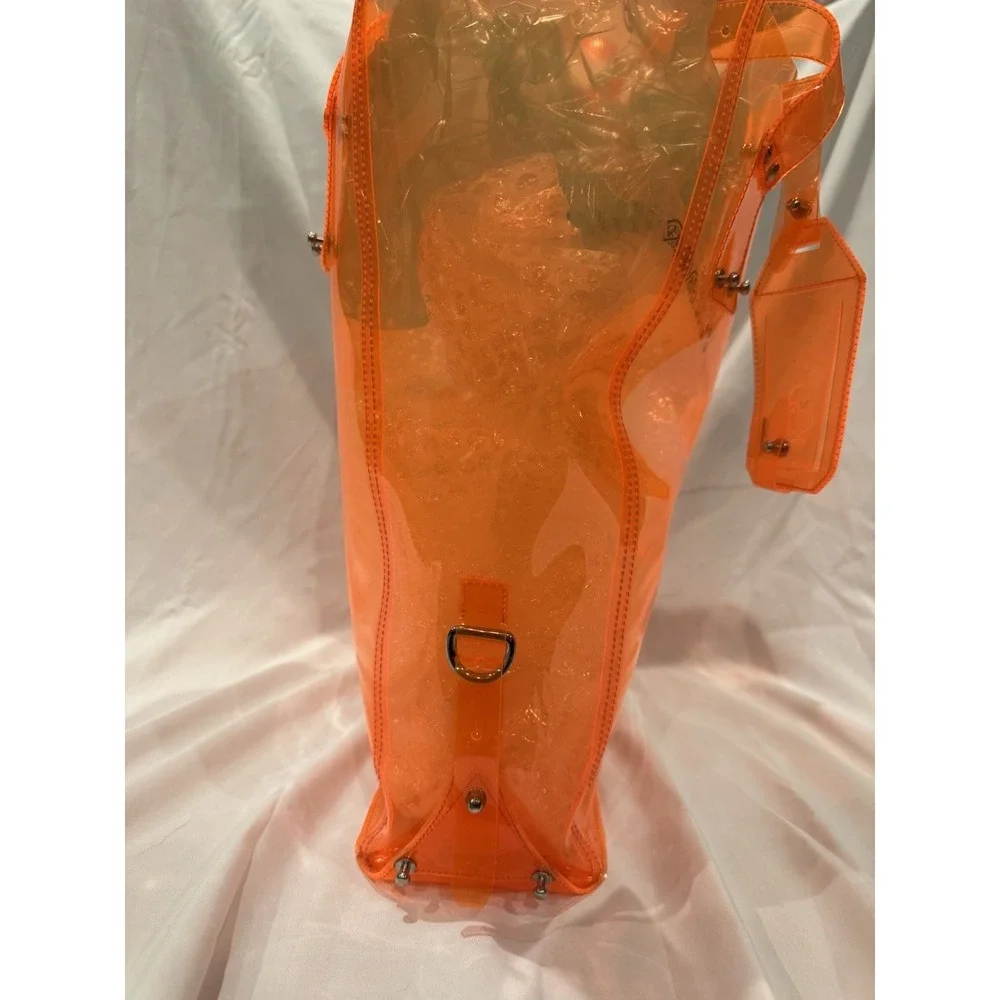Alexander McQueen Neon Orange Clear PVC Large Tote Bag Silver Hardware - Picture 9 of 15